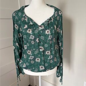 Lucky Brand Green Floral Tunic Top